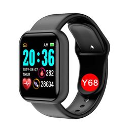 Y68 D20 Akıllı İzle Spor Bilezik Kan Basıncı Nabız Monitörü Pedometre Kardiyo Bilezik Erkek Kadın Smartwatch IOS Android için Perakende Kutusu ile