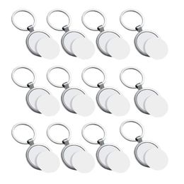 Keychains Sublimation Blank Keychain Round Heat Transfer Metal Board Key Rings Thick Po KeychainKeychains