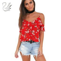 Women's Blouses & Shirts Fashion Chemise Femme Women Sexy Off Shoulder Strapless Flower Print Casual Blouse Shirt Short Sleeve Top Blusa Fem