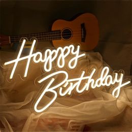 led Custom Happy Birthday Led Flex Transparent Acrylic Oh Baby Cheers Neon Light Sign Wedding Party Decor 220615