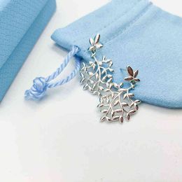 S925 Sterling Silver Earrings For Women 1:1 Classic Olive Leaf Earrings Sweet Temperament Luxury Jewellery Party Gift 3 Colours G220510