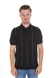 Men's T-Shirts Diandor Collar Male Knitwear T-Shirt Black/Black 2117706