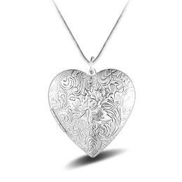 Chains 2022 925 Sterling Silver Necklace Heart Frame Pendant Can Be Loaded With Po DIY Jewellery Gift
