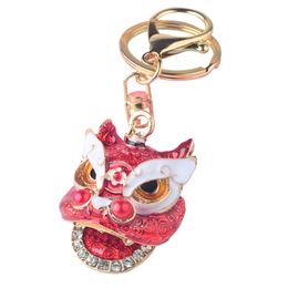 50pcs DHL Bag Parts Creative gift Chinese style lion Top dance alloy key ring fashion pendant car pendant 7colors