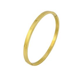 4MM Thin Luxury Design Buckle Bangle Bracelet Polished Stainless Steel with Crystal Gold Silver Rosy Plated Bangle Jewellery for Girls Gift