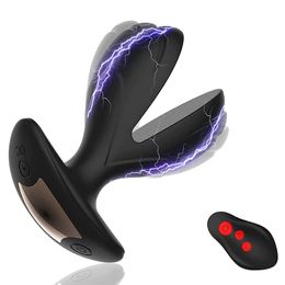 Vibrating Anal Plug with Electric Shock Pulse Vibrator, Prostate Massager for Men Remote Control, G Spot Vibrator