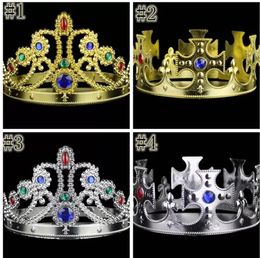 4 styles King and Queen Cosplay Party Favor hairbands with crystals gold silver kids Christmas Cosplay Crown Hair Accessory