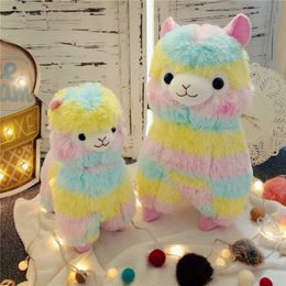 Rainbow Alpaca Vicugna Kawaii Sheep Stuffed Japanese Stuffed Animals Kids Children's Gift Plush Doll Toy LJ201126