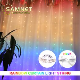 Rainbow LED Curtains String Lights USB Powered Garland Ogrodowa Fairy Lights For Decoration Bedroom For Living Room 201203