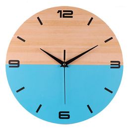 Wall Clocks 2022 12 Inch Creative 3D Digital Clock Stereo Double Color Blue Wooden Stylish Home Decoration