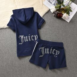 Juicy Apple Tracksuit Womens Leisure Sports Two Piece Set Women Designer Summer Loose Short Sleeve Letter T-shirt and Shorts Outfits