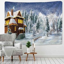 Tapestry Christmas Wall Carpet Snowman Tree Warm Feel Beautiful Home Decoration