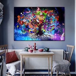 Colourful Butterfly Tree of life Abstract Wall Art Scandinavian Landscape Canvas Poster and Prints Picture for Home Decoration