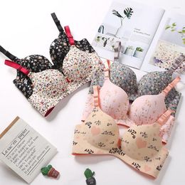 Women's Panties Bras Sexy Women Push Up Bra Seamless Gather Wireless Adjustable Printing Lingerie Underwear Bralette Top Size 30-38 A B C D Cup