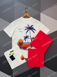 22ss Men Women Designers t shirts tee Coconut sea sunset print Man Crew Neck paris Fashion Streetwear black white navy blue XS-L