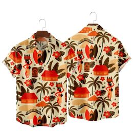 Men's Casual Shirts Aloha Beach Vintage Hippie Girls Print Fashion Hawaiian Style Summer For Men And WomenMen's