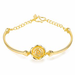 Sand Gold Bracelets for Women Luxury Jewellery Bracelets & Bangles Female Charm Popular Rose Flower Bracelet