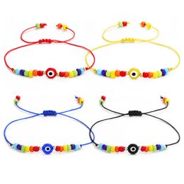 Turkish Eye Bracelet White Blue Evil Eyes Lucky Couple Bracelets for Women Colorful Crystal Bead Rope Chain Charm Jewelry