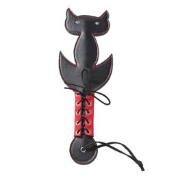 Beauty ItemsBlack Leather Fetish Cat Paddle Menottes Spanking Flogger Butt Pat sexy Toys Bdsm Whip Harness Men Products Beauty Items