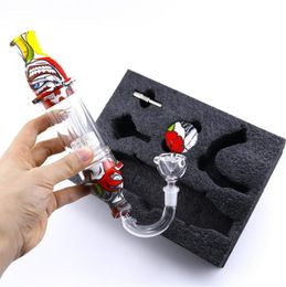 Hookahs Glass Smoking Nector Collector Premium Tobacco Bag Set Wax Container Silicone bong with Titanium nail Storage Jar Metal Dabber Smoking Pipe