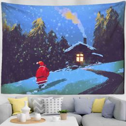 Christmas Camel Businessman Tapestry Star Night Scenepychedelic Forest Wall Hanging Home Decoration Background Decor J220804