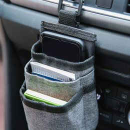 Car Organizer Mobile Phone Charging Treasure ID Storage Bag Vent With Data Cable Hole Hanging