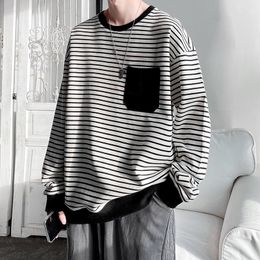 Oversized Striped Pullover Hoodies Men Autumn Mens Streetwear Harajuku Sweatshirts Long Sleeve Korean Clothes Hip Hop Coats 220816