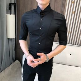 British Style Shirts for Men Fashion Men Clothing 2020 Summer Half Sleeve Men Casual Shirts Slim Fit camisas para hombre 3XL M LJ200925