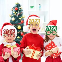 2023 XMAS GOASS GASSES Frame Adult Kids Gift Santa Snowman نظارات عيد الميلاد ديكور 2023 New Year Christmas Toys