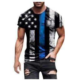 Camisetas masculinas de verão bandeira americana impressão 3d masculino casual rount redonda pescoço solto muscle streetwear roupas de vestes manual