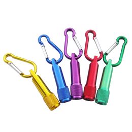 Mini LED Gadget Flashlight Aluminum Alloy Torch Flashlights With Carabiner Ring Keyrings KeyChain Gifts