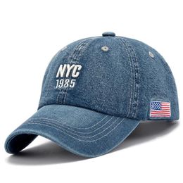 wholesale hats nyc Canada - New Brand NYC Denim Baseball Cap Men Women Embroidery Letter Jeans Snapback Hat Casquette Summer Sports USA Hip Hop Cap Gorras265v