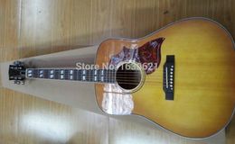 Anpassad vintage Sunburst Acoustic Electric Guitar Red Turtle PickGuard 41 tum
