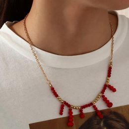 Chokers Vintage Bead Necklace For Women Fashion Red Choker Halloween Gift Jewellery AccessoriesChokers