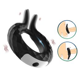 12 Speeds Vibrating Penis Cock Ring for Couples Delay Ejaculation Vibrator Long Lasting Erotic sexy Toys Men