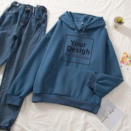 Customed Hoodies Couple Harajuku DIY Text P o Pullover Sweatshirt with Pocket Cotton Streetwear Tops 12 Colors Sudaderas 220722