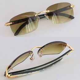 Original White Inside Black Buffalo Horn Sunglasses Metal Rimless 4189749 Male Female Large Square Sun Glasses Design Classical Model Man Woman Frames Size 60-18-140