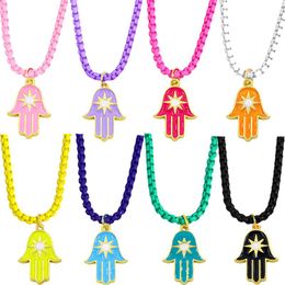 Pendant Necklaces Palm Pendants Necklace Bohemia Style Colour Enamel Trendy Sunlight Simple Jewellery For Women GirlPendant PendantPendant