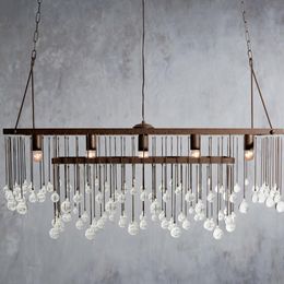 Pendant Lamps American Retro Light Luxury Distressed Restaurant Rectangular Italian Designer Simple Atmospheric Chandelier