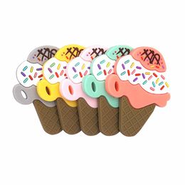 Food Grade Silicone Teethers DIY Ice Cream Shape Baby Teether Infant Baby Silicone Charms Kids Teething Gift Toddler Toys