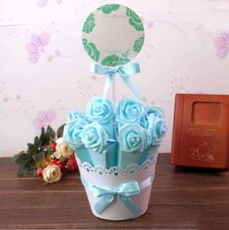 Gift Wrap Sets Blue / Pink Red Purple Wedding Favours Flowerpot Rose Candy Boxes Bomboniera Birthday Party Chocolate BoxGift
