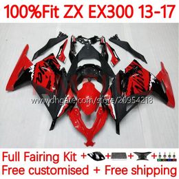 Injection Fairings For KAWASAKI NINJA ZX300 ZX3R EX ZX 3R 300R ZX-300R 13-17 35No.19 EX300R ZX-3R ZX300R 13 14 15 16 17 EX-300 2013 2014 2015 2016 2017 OEM Body graffiti red