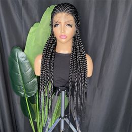 36 inch Braided Wigs Full Lace Braiding Hair For Black Women Synthetic Box Wigs In Wholesale New Style