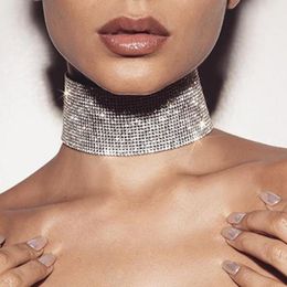 Chokers Bling Hyperbolic Diamante Collar Cabecillo Mujeres Patchwork de mosaico ajustable Collares de moda del club nocturno