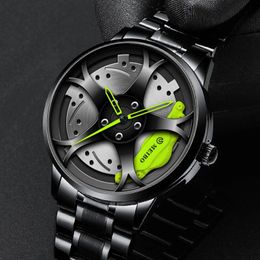 Wristwatches Wheel Shape Design Fashion Sports Men Watch Stainless Steel Quartz Outdoor Brand For Relogio MasculinoWristwatches