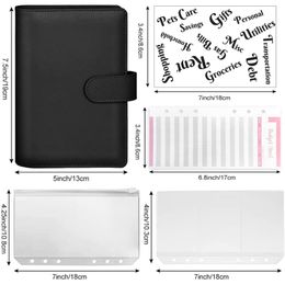 Gift Wrap PU Notebook Binder Budget Planning Cover 8 Pockets Cash Envelope System For Storing BGift