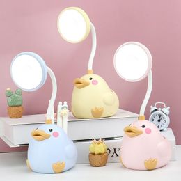 Table Lamps Cute Duck Lamp Pen Holder Animal Night Light Bedroom Bedside Office Living Room Reading Study Kids Gift RechargeableTable