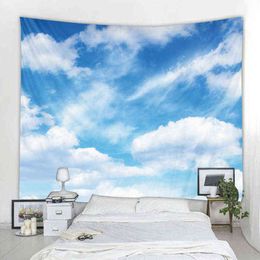 Sky White Clouds Landscape Wall Carpet Mandala Tapestry Tarot Hanging Astrology Prophecy Witchcraft Room Decoration J220804