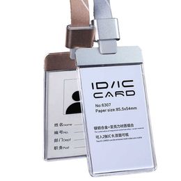 Clear Transparent Acrylic ID IC Card Holder Lanyards Id Badge Holder Attached Alloy Connector Retractable Neck Badge Case For Pass Nametag