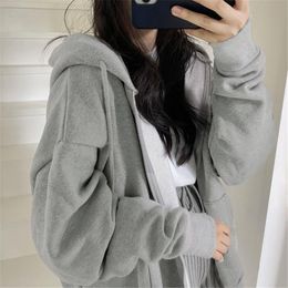 Women's Hoodies & Sweatshirts Women Korean Fashion Harajuku Loose Long Sleeve Oversized Hooded With Hood Zip Up Hoodie Streetwear WomenWomen